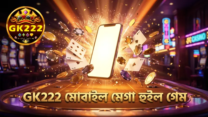 GK222-এর মোবাইল ইন্টারফেসে মেগা হুইল গেমের স্পষ্ট স্পিন অপশন